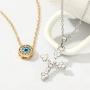 Zehory Boho Layered Cross Necklace Gold Evil Eyes Pendant Necklaces Crystal Jesus Necklaces Chain Jewelry for Women and Girls
