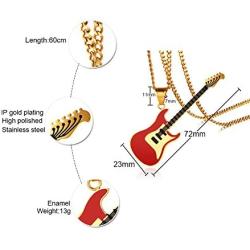 MPRAINBOW Guitar Music Player Stainless Steel Lover Pendant Necklace Jazz Jewelry for Men Women