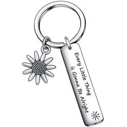 De&ai Inspirational Keychain, Motivational Jewelry, Every Little Thing is Gonna Be Alright Keyring