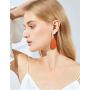 8 Pairs Lightweight Leather Earrings for Women Girls - Petal Dangle Earrings Antique Handmade Faux Leather Jewelry Classic Style for Gift