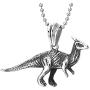 Vintage Stainless Steel Parasaurolophus Dinosaurs Pendant Necklace for Men Women, 30 in Ball Chain