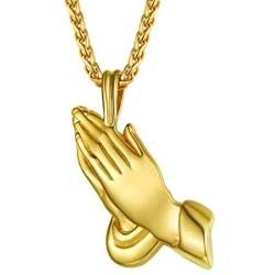 PROSTEEL Lords Prayer Necklace, Stainless Steel Praying Hands Pendant & Chain, Mens Womens Necklace, 22inch-24inch, Come Gift Box