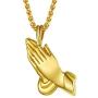PROSTEEL Lords Prayer Necklace, Stainless Steel Praying Hands Pendant & Chain, Mens Womens Necklace, 22inch-24inch, Come Gift Box