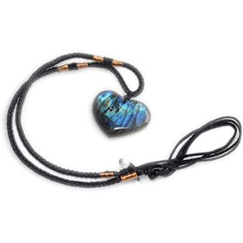 YGLINE Labradorite Healing Crystal Pendants,Natural Crystal Quartz Necklace 6 Faceted Chakra Crystal Wand Stone