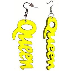 Womens Afrocentric African Text Wood Dangle Pierced Earrings