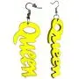 Womens Afrocentric African Text Wood Dangle Pierced Earrings