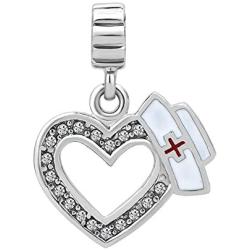 Cory Keyes Nurse Charm Dangle Heart Cross Hat Graduation Charm Beads for Bracelets