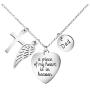Joycuff Memorial Necklace Sympathy Gifts for Loss of Dad Mom Husband Loved One Angel Wings Cross Charm Remembrance Jewelry Silver Stainless Steel Pendant
