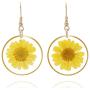 Bonaluna Pressed Flower Circle Drop Earrings