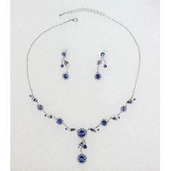 Faship Gorgeous Rhinestone Crystal Floral Necklace Earrings Set