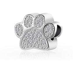 NanMuc White Paw Print Dog /Cat Birthday Gift Crystal Charms Beads for Pandöra charms Bracelets for Dog Daughter Mom Wife