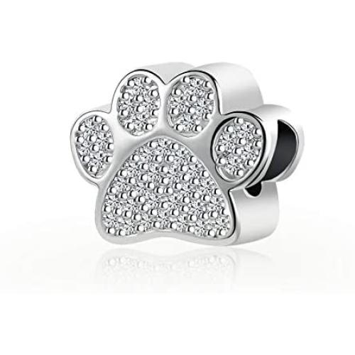 NanMuc White Paw Print Dog /Cat Birthday Gift Crystal Charms Beads for Pandöra charms Bracelets for Dog Daughter Mom Wife