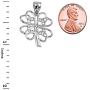 Celtic Trinity Knot Lucky Clover Pendant Necklace in Sterling Silver