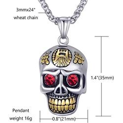 Moolee Mens Stainless Steel Pendant Necklace Gothic Skull Pendant with 24 Inches Link Chain