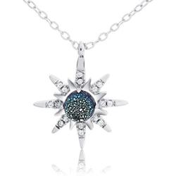 Starburst Star Pendant Necklace - Blue Topaz Sapphire Opal Necklaces for Women Wife - Celestial North Star Pendant Necklace for Valentines Day/Mothers Day/Anniversary/Wedding/Special Occasions