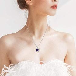 Uloveido Fashion Crystal Heart Necklace Double Heart Pendant Platinum Plated Wedding Valentines Necklace for Her Y1109