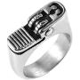 HZMAN Hip Hop Retro Mens Classic Silver Cool Punk Motorcycle Style Stainless Steel Silver Ring