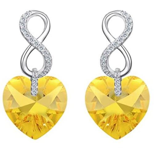 EVER FAITH 925 Sterling Silver CZ Figure 8 Infinity Love Heart Dangle Earrings For Women