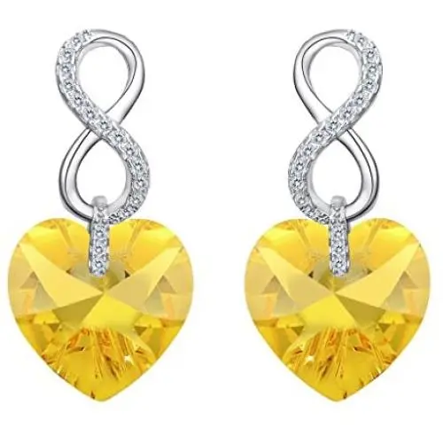 EVER FAITH 925 Sterling Silver CZ Figure 8 Infinity Love Heart Dangle Earrings For Women EVER FAITH 925 Sterling Silver CZ Figure 8 Infinity Love Heart Dangle Earrings For Women