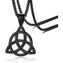 PJ Jewelry Mens Stainless Steel Irish Celtic Knot Triquetra Trinity Triangle Pendant Necklaces with 24'' Box Chain