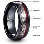 VAKKI 8mm Black Dome Tungsten Carbide Ring with Celtic Spiral and Red Guitar String Comfort Fit Size 7-12.5