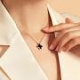 AMIREUX Four Leaf Clover Necklaces for Women - Good Luck - Pendant Necklace - Rose Gold Plated Cubic Zirconia - Black/Red Agate/Green