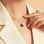 AMIREUX Four Leaf Clover Necklaces for Women - Good Luck - Pendant Necklace - Rose Gold Plated Cubic Zirconia - Black/Red Agate/Green
