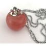 Lovastar Stone Pendant Necklace Pure Natural Crystal Gemstone Christmas Apple Shape for Women and Girls Leather Rope Cross Chain Pendant Fashion Jewelry