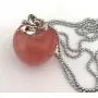 Lovastar Stone Pendant Necklace Pure Natural Crystal Gemstone Christmas Apple Shape for Women and Girls Leather Rope Cross Chain Pendant Fashion Jewelry