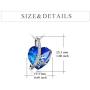 Gifts for Love Sterling Silver Couple Heart Pendant Necklace with Blue Crystal Elements Jewelry Gift for Wife Girlfriend
