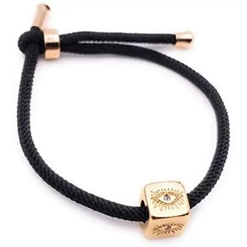 Handmade Black Cord Evil Eye Cube Bracelet Protection Jewelry Handmade Black Cord Evil Eye Cube Bracelet Protection Jewelry