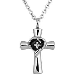 Q&Locket Religion Cross Heart Memorial Urn Necklaces Ash Holder