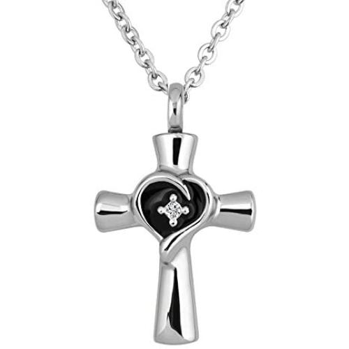 Q&Locket Religion Cross Heart Memorial Urn Necklaces Ash Holder