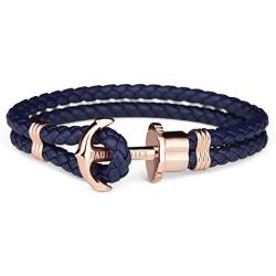 PAUL HEWITT Anchor Bracelet Women PHREP - Sailcloth Bracelet for Women, Leather Bracelet for Women (Navy Blue) with Anchor Jewelry Made of IP Stainless Steel (Rose Gold), Beautiful Jewelry for Women