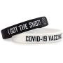 Grand Parfums I GOT The Shot, COVID-19 Vaccinated, Set of 1 Black and 1 White Stretch Bracelets - Colorful Non-Toxic Silcone Wristband One-Size Fits Adults, Vaccination Identification Support