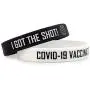 Grand Parfums I GOT The Shot, COVID-19 Vaccinated, Set of 1 Black and 1 White Stretch Bracelets - Colorful Non-Toxic Silcone Wristband One-Size Fits Adults, Vaccination Identification Support