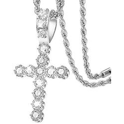 willtx Pendent Necklace for Men and Women with Bling Bling Iced Out Cubic Zirconia Diamond 18K Gold Silver Stainless Steel Rope Chain 24 inch Hip Hop Style Jewelry