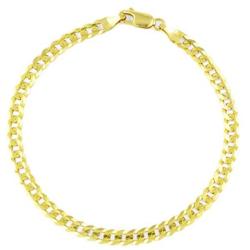 Nuragold 14k Yellow Gold 4.5mm Cuban Curb Link Chain Bracelet, Mens Womens Lobster Lock 7'' 7.5'' 8'' 8.5'' 9''