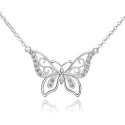 ELEGANZIA Butterfly Necklaces for Women Sterling Silver Jewelry Sparkling Cubic Zirconia for Teenage Girls Girlfriend Mom