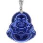 Laughing Buddha Blue Jade Pendant Silver Necklace Rope Chain Genuine Certified Grade A Jadeite Jade Hand Crafted, Jade Necklace, 14k Jade Buddha necklace, Jade Medallion