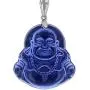 Laughing Buddha Blue Jade Pendant Silver Necklace Rope Chain Genuine Certified Grade A Jadeite Jade Hand Crafted, Jade Necklace, 14k Jade Buddha necklace, Jade Medallion
