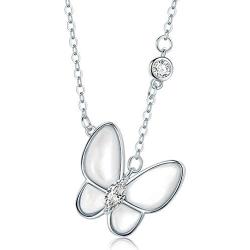 Eacoo Personality Butterfly Necklace, Cute Silver Butterfly Necklace with Crystal Hot Style Pendant for Women Teen Girls Birthday Graduation Jewelry Gifts