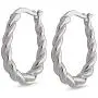 Highstreet Sterling Silver plated 20mm small hoop earrings for women | twisted polished design | easy and light to wear| Hypoallergenic