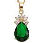 RIZILIA Pendant with 18'' Chain & Pear Cut CZ [5 Colors Available] in Yellow Gold Plated, Simple Modern Elegant
