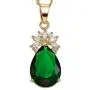 RIZILIA Pendant with 18'' Chain & Pear Cut CZ [5 Colors Available] in Yellow Gold Plated, Simple Modern Elegant