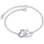 MAFMO Fashion Rhinestone Double Heart Jewelry Set 4pcs Necklace Bracelet Ring Earrings