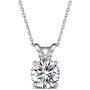 AllenCOCO White Gold Plated Sterling Silver Cubic Zirconia Round Cut Solitaire Pendant Necklace