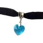 Yves Renaud 7.5 Inch Black Velvet Choker Necklace with Beautiful Heart Crystal Charm Pendant on an Oxidized Bail with 1.75'' Extender