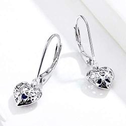 ECOLVANT 925 Sterling Silver Earrings Infinity Love Heart Drop Dangle Earrings White Gold Plated Cubic Zirconia Leverback Earrings for Women Girls Birthday Party Fashion Hypoallergenic Silver Earrings