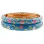 UJOY Cloisonne Bracelet Openable Hinge Gold Cuff Enamel Flower Blue Bangle Jewelry Gift for Women 55A86